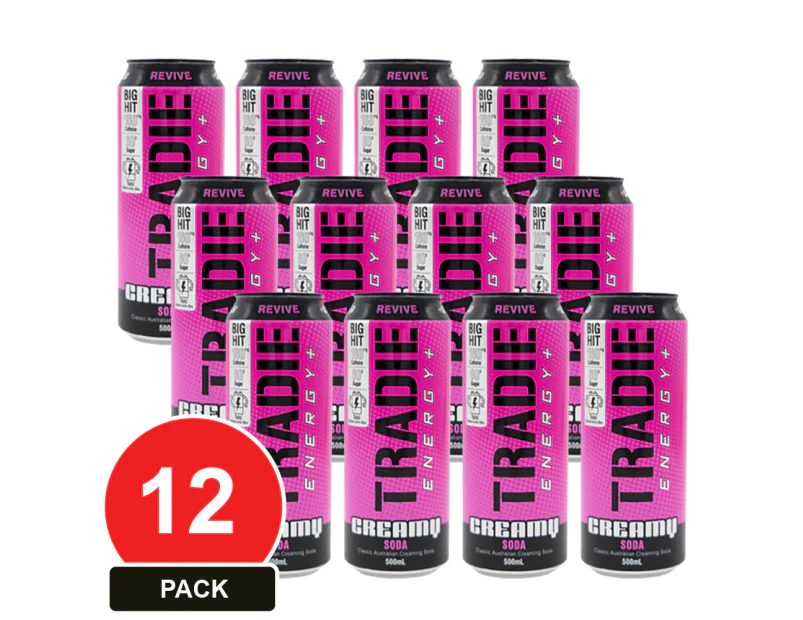 12 Pack, Tradie Energy Creamy Soda 500ml