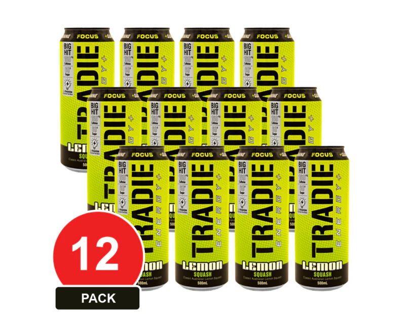 12 Pack, Tradie Energy Lemon Squash 500ml