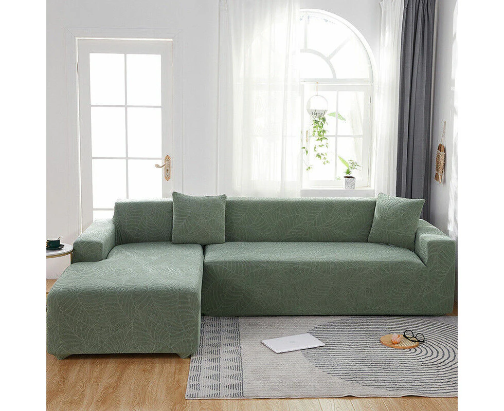 Green 3 Seater(185-230cm) Waterproof Jacquard Sofa Covers Thick Elastic L Shaped 1/2/3/4 Seater Protector