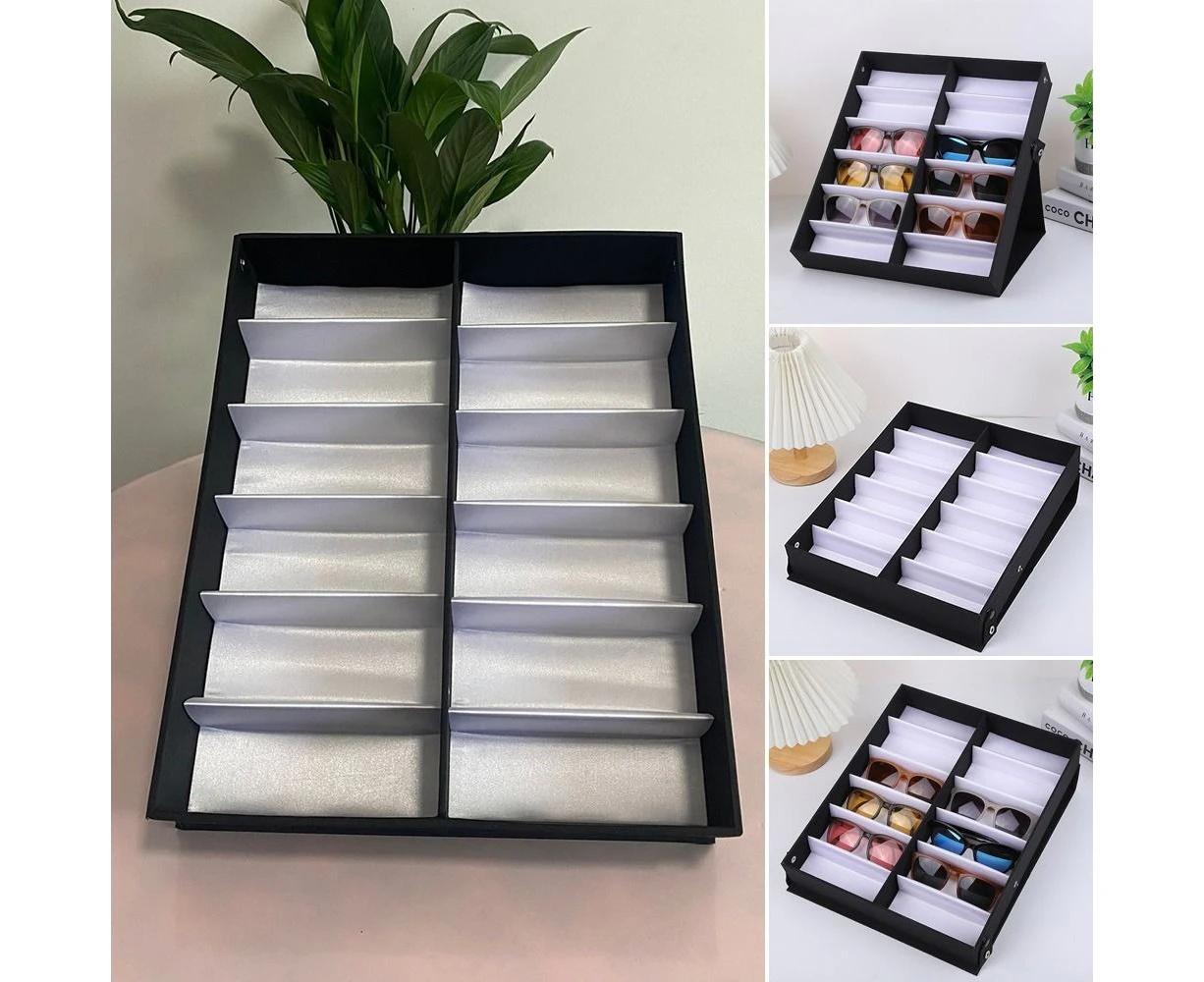 12 Slots Glasses Tray Sunglasses Display Case Eyeglass Organizer Box Eyewear Holder Sunglass Stand Sun Glasses Organizer