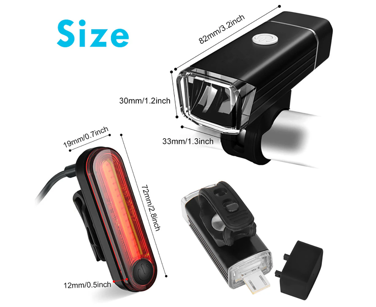 Bike Light New Waterproof Front Rear Safety Led Usb Rechargeable Bicycle Lights