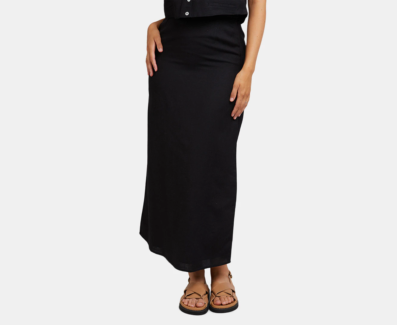 All About Eve Women's Natalia Linen Maxi Skirt - Black