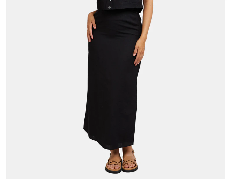 All About Eve Women's Natalia Linen Maxi Skirt - Black