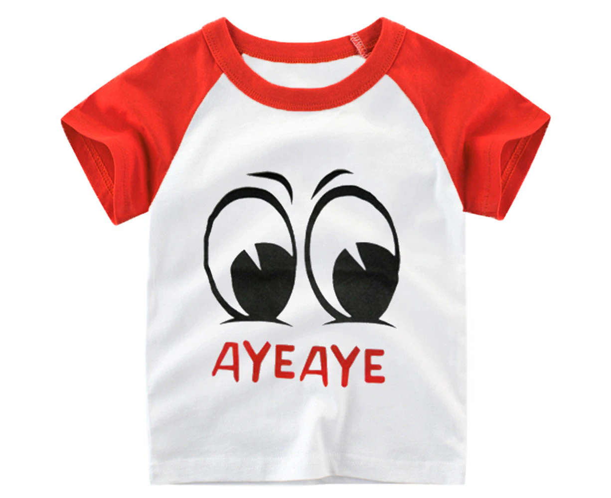 Kids Boys Girls Cartoon Printed Raglan Sleeve T-Shirt Summer Casual Tee Tops