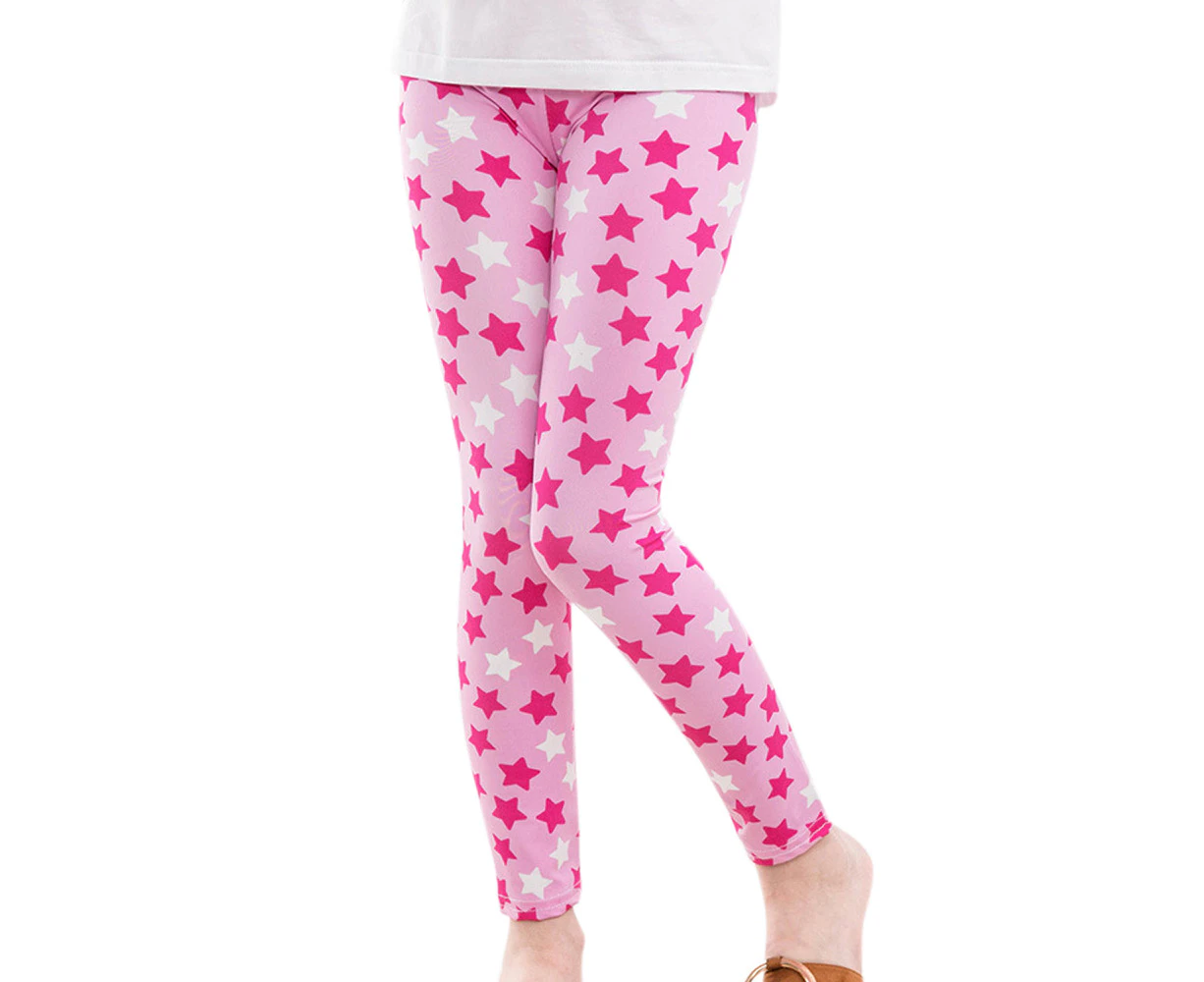 Kids Children Girls Printed Leggings Trousers Skinny Fit Tights Stretch Pants Bottoms Party Fancy Dress