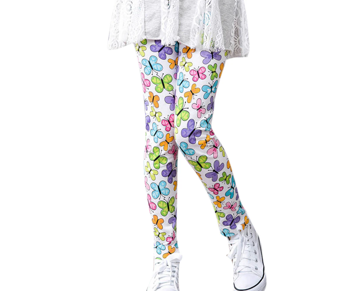 Kids Children Girls Printed Leggings Trousers Skinny Fit Tights Stretch Pants Bottoms Party Fancy Dress