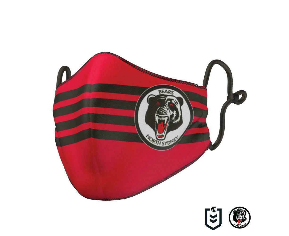 NRL Face Mask - North Sydney Bears - Reversible - Washable - Adult Large