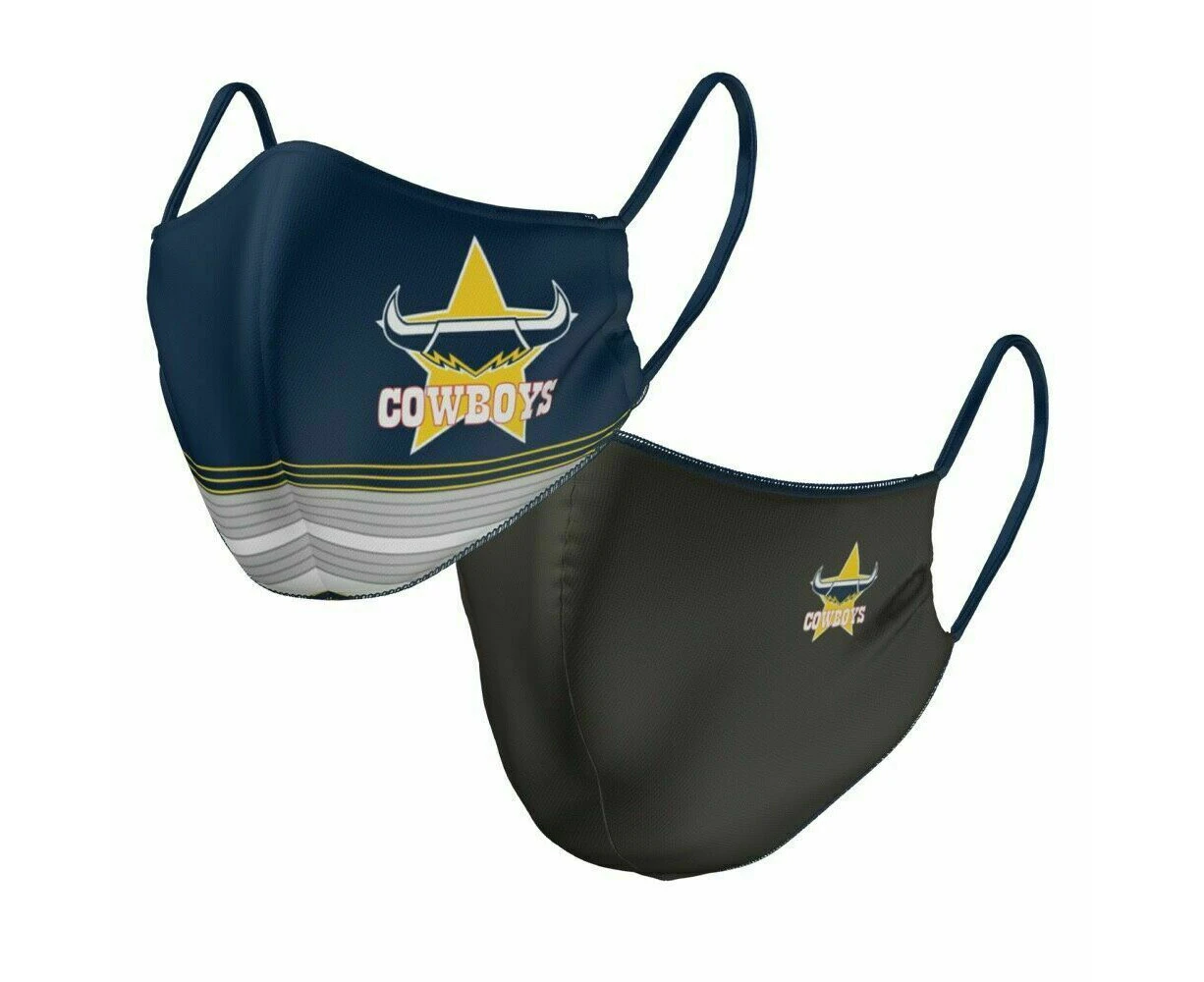 NRL Face Mask - North Queensland Cowboys - Reversible - Washable - Adult Large