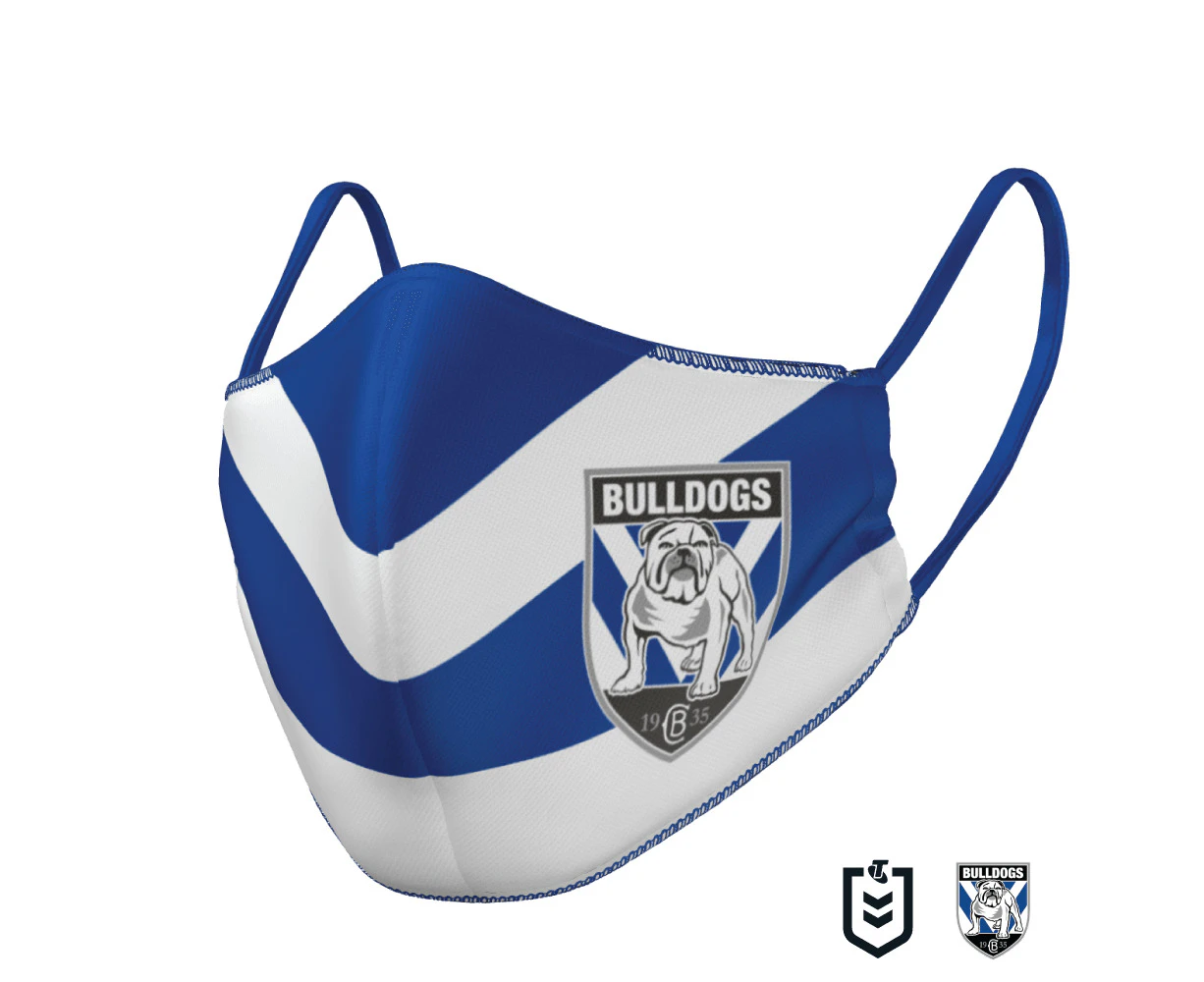 NRL Face Mask - Bulldogs - Reversible - Washable - Adult Large