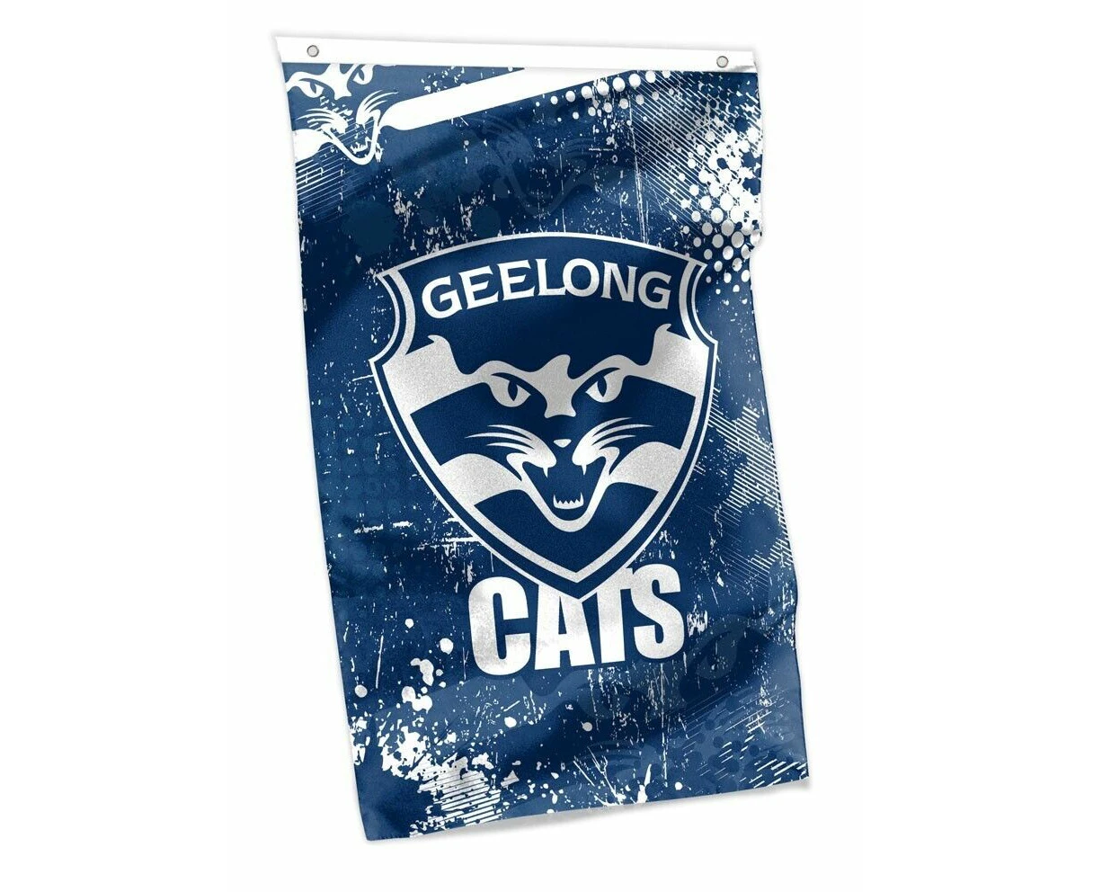 AFL Wall Flag Cape - Geelong Cats - 150cm x 90cm - Steel Eyelet For Hanging