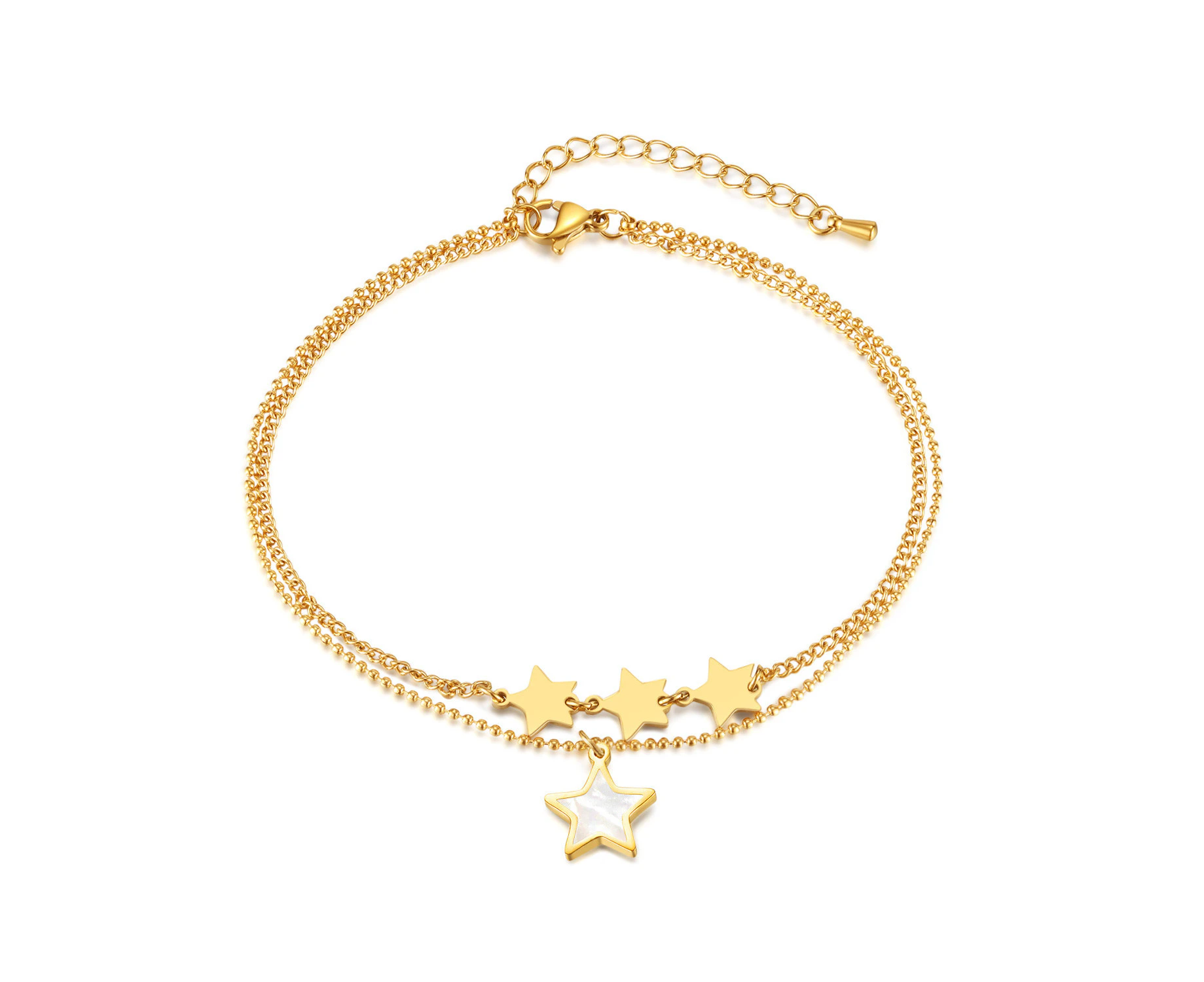 Premium Trendy Women's Ankle Bracelets,Dainty Ankle Bracelet With Extension Link,Model:GZ164-Gold