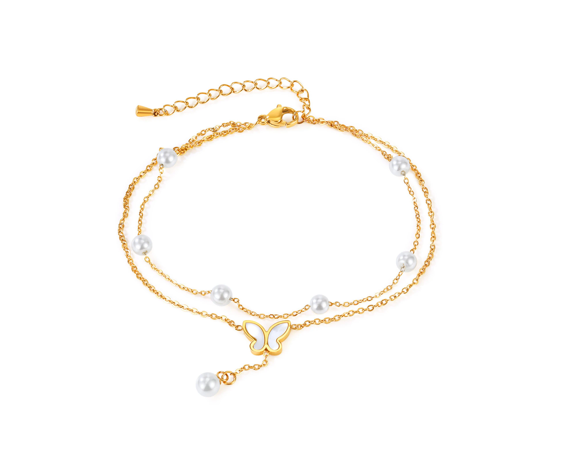 Premium Trendy Women's Ankle Bracelets,Dainty Ankle Bracelet With Extension Link,Model:GZ144-Gold