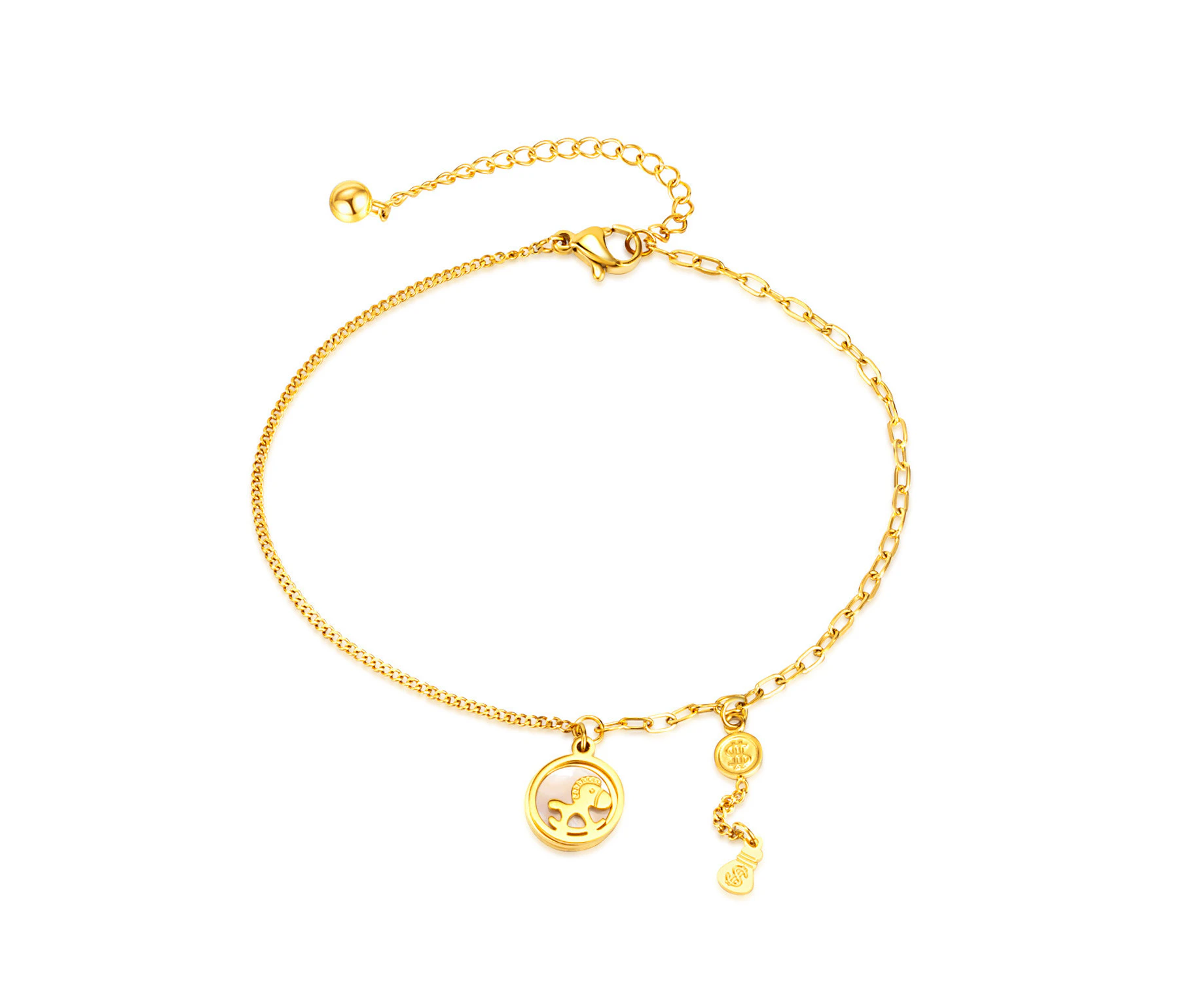 Premium Trendy Women's Ankle Bracelets,Dainty Ankle Bracelet With Extension Link,Model:145-Gold