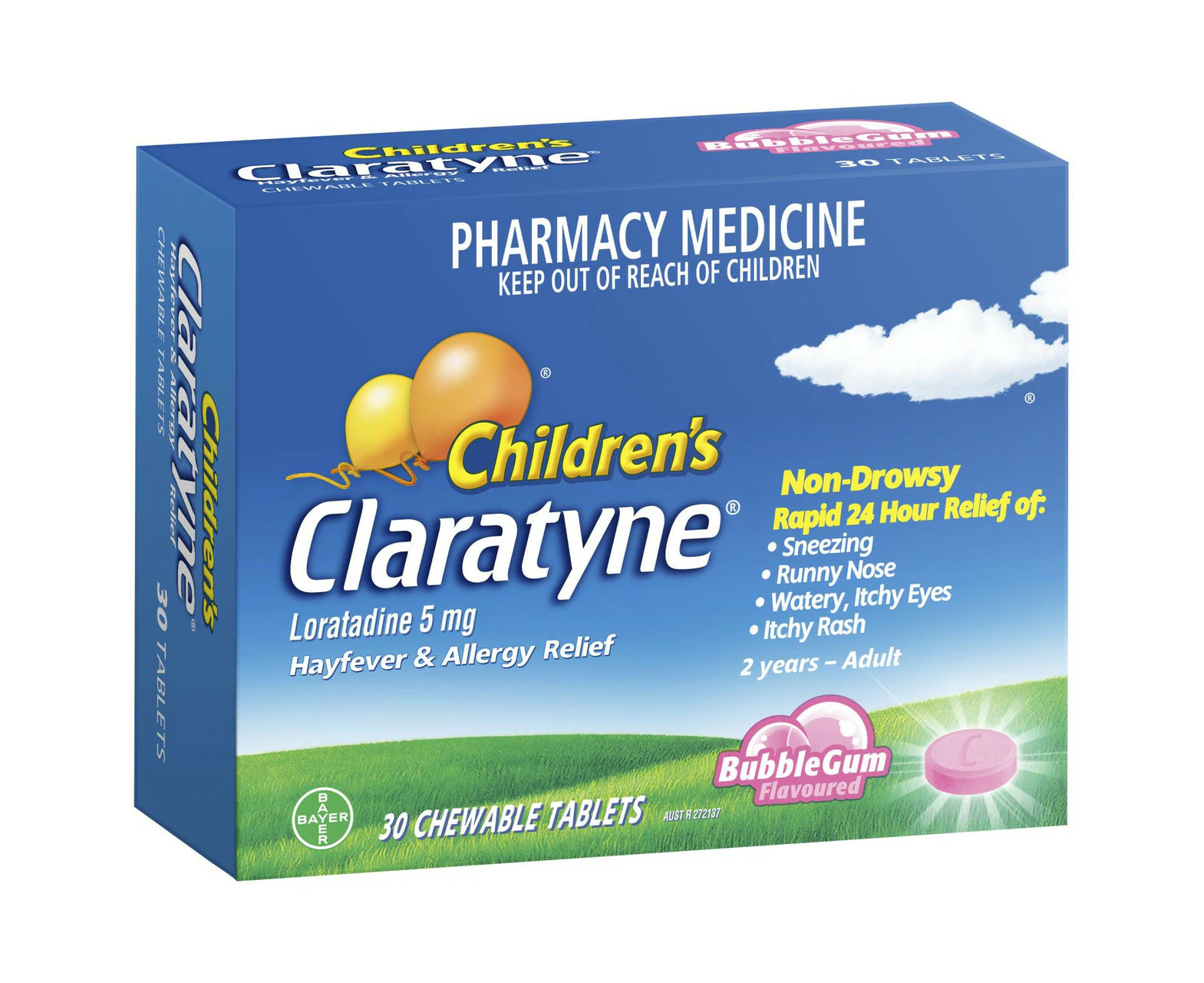 Claratyne Chewable Tablets Bubblegum  Flavoured 30 Pack