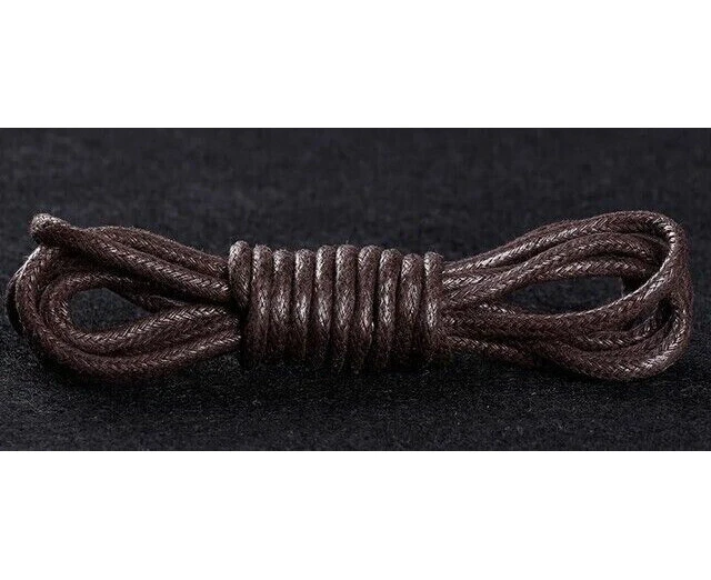 Cotton Round 2.5mm Waxed Shoelaces Unisex Leather Shoes Boots - 100cm Brown