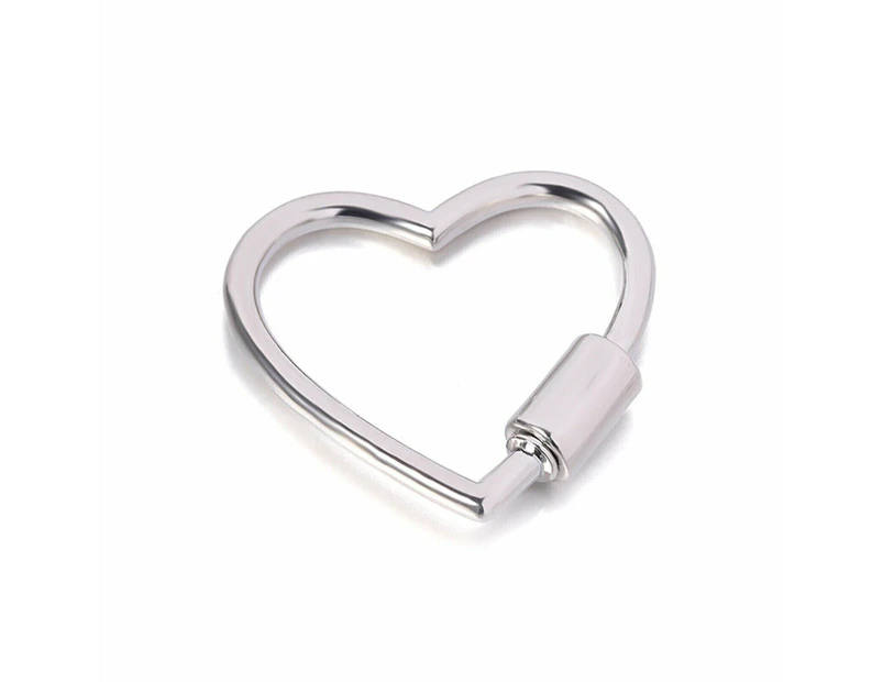 2 pcs Heart Shape Carabiner Clip Metal Open Buckles Clasp Spring Keyring Silver