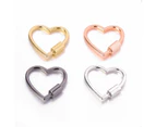 2 pcs Heart Shape Carabiner Clip Metal Open Buckles Clasp Spring Keyring Silver