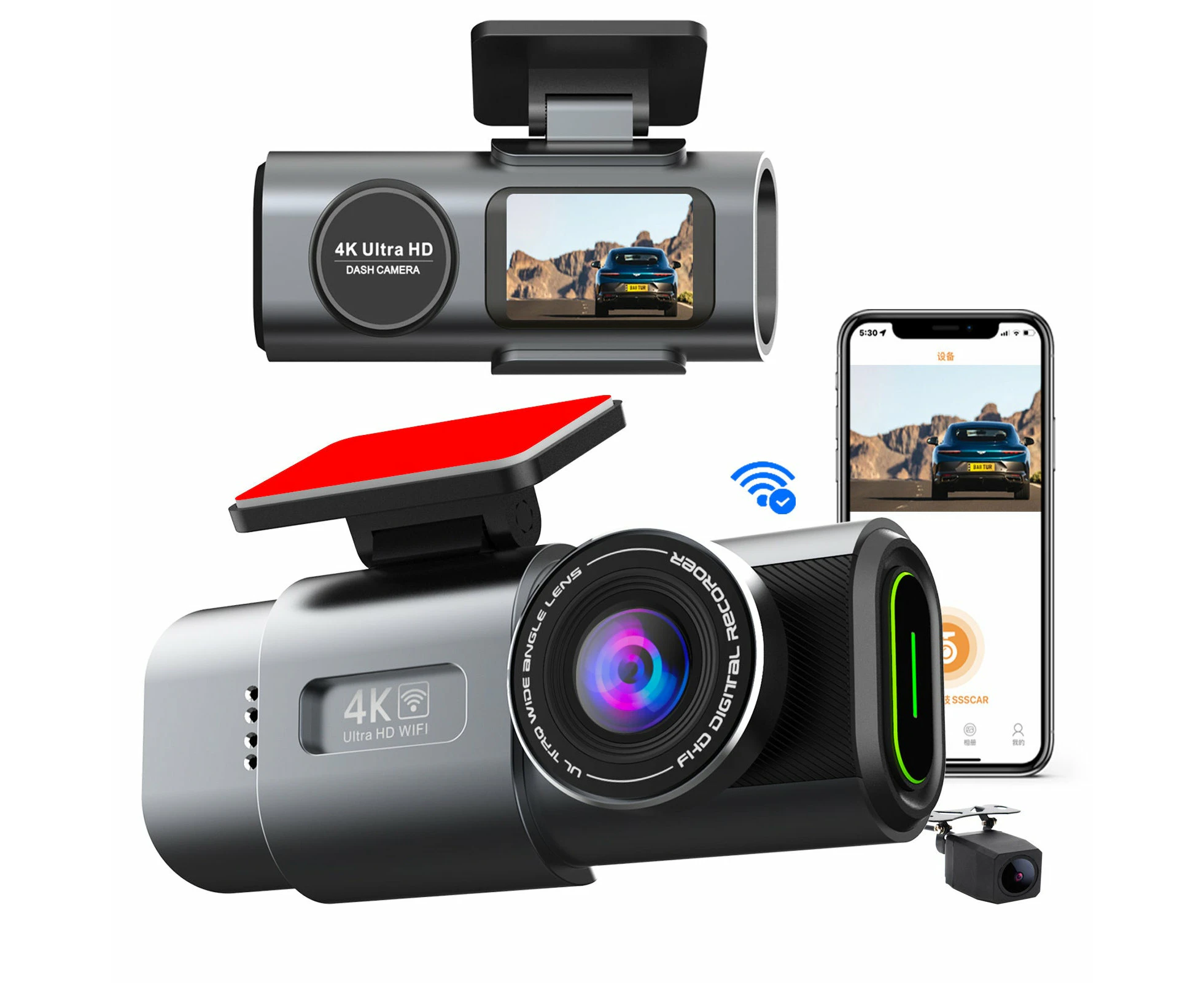 4k Dash Cam Uhd 2160p Wifi Front Dashcam Night Vision Car Camera With 64gb Card