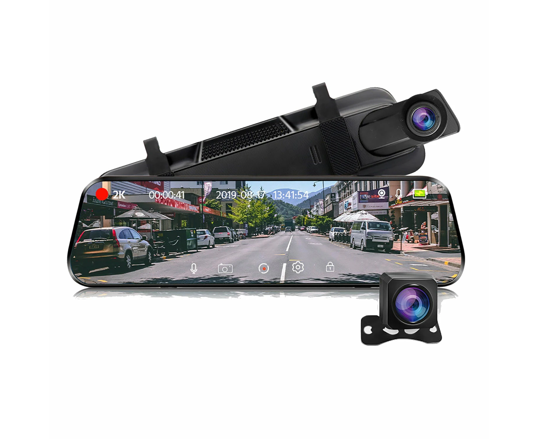 Wifi 10" 2k Dash Cam Rearview Camera Reversing Recorder Comes With Free 32gb Card