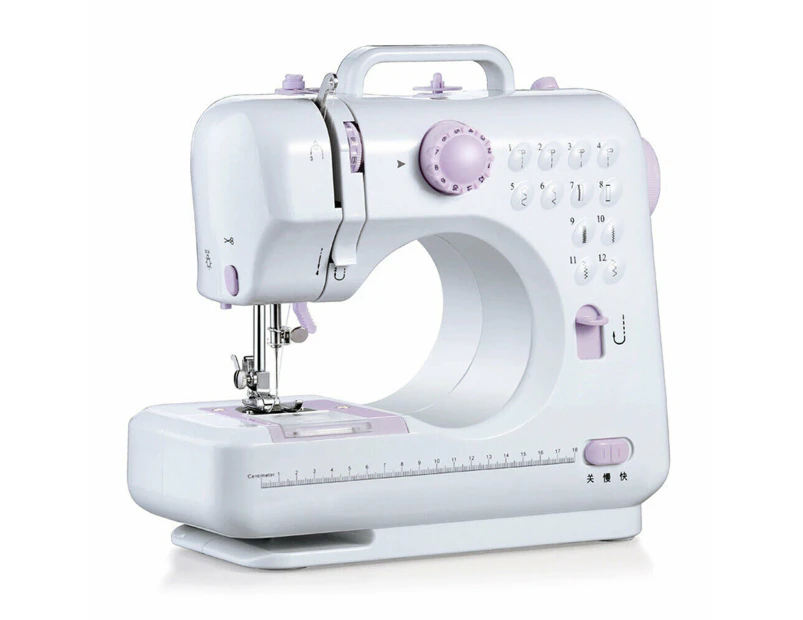 12 Stitches Mini Electric Sewing Machine Portable Overlock 2 Speeds Foot Pedal A