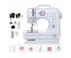 12 Stitches Mini Electric Sewing Machine Portable Overlock 2 Speeds Foot Pedal A