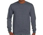 Gildan Unisex Adult Ultra Plain Cotton Long-Sleeved T-Shirt (Dark Heather) - PC6430