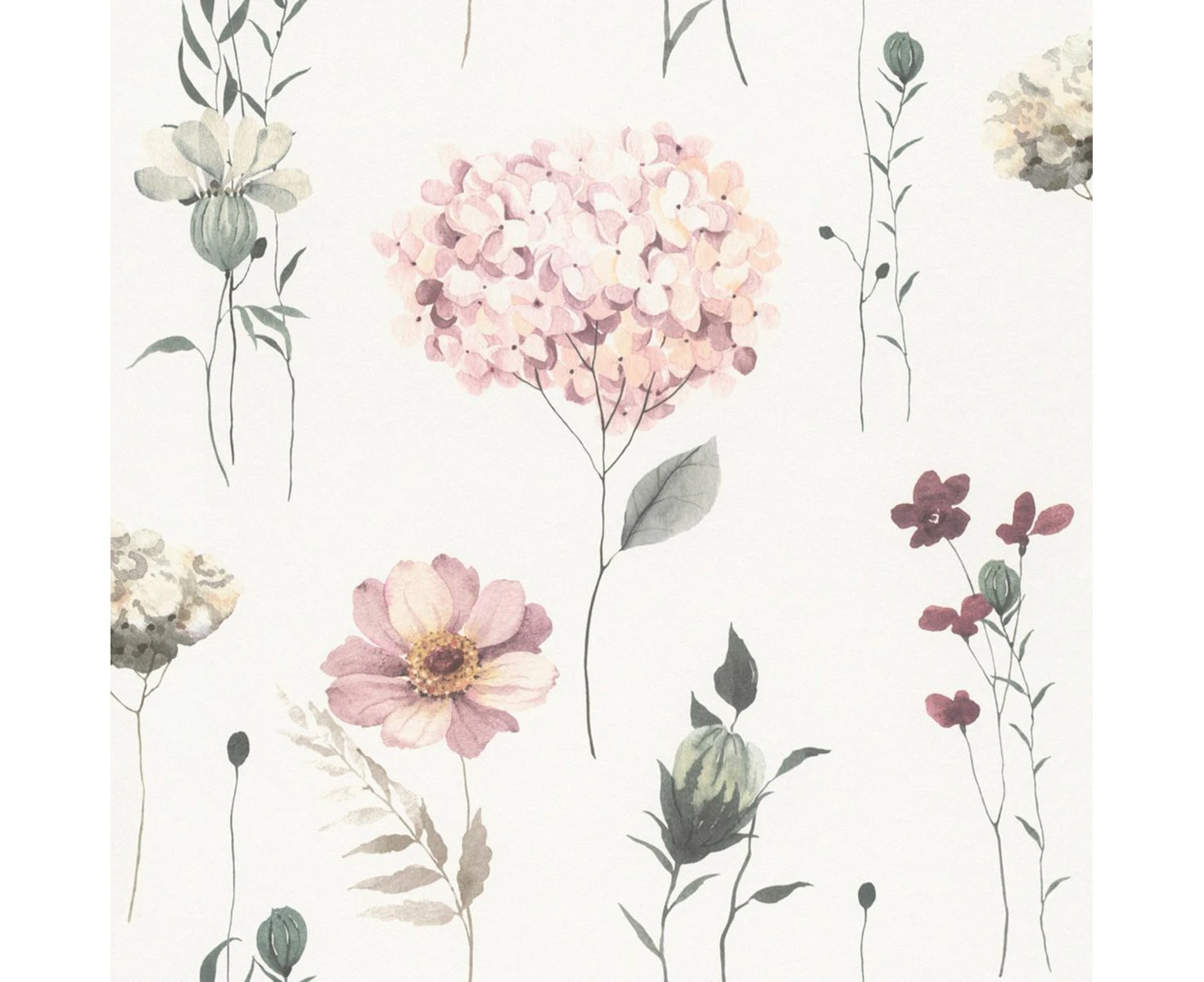 Rasch Floral Wallpaper (Pink/Green) - AG3612