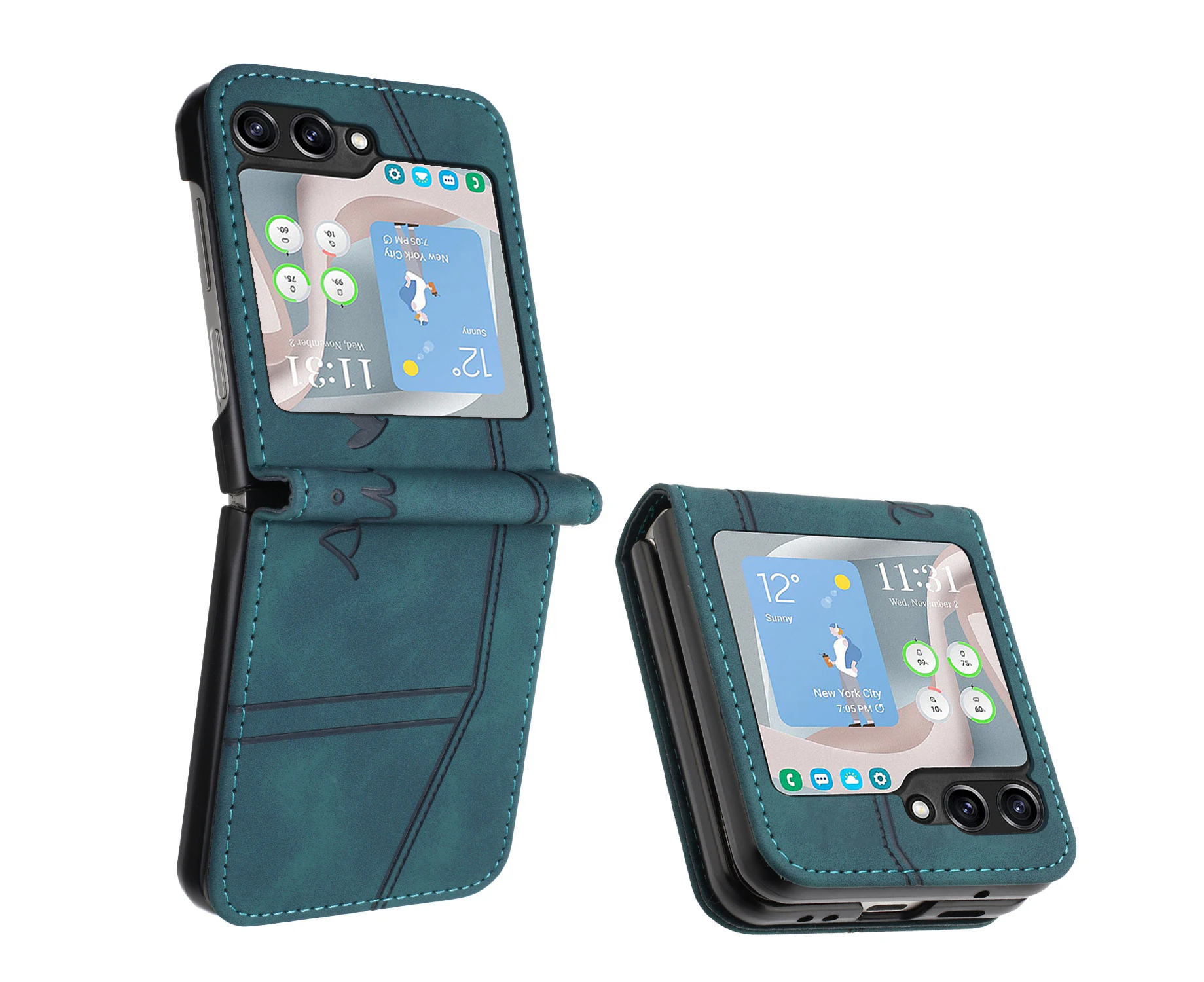 For Samsung Galaxy Z Flip 6 Case With RFID Blocking,Durable Kickstand Shockproof Case-Green