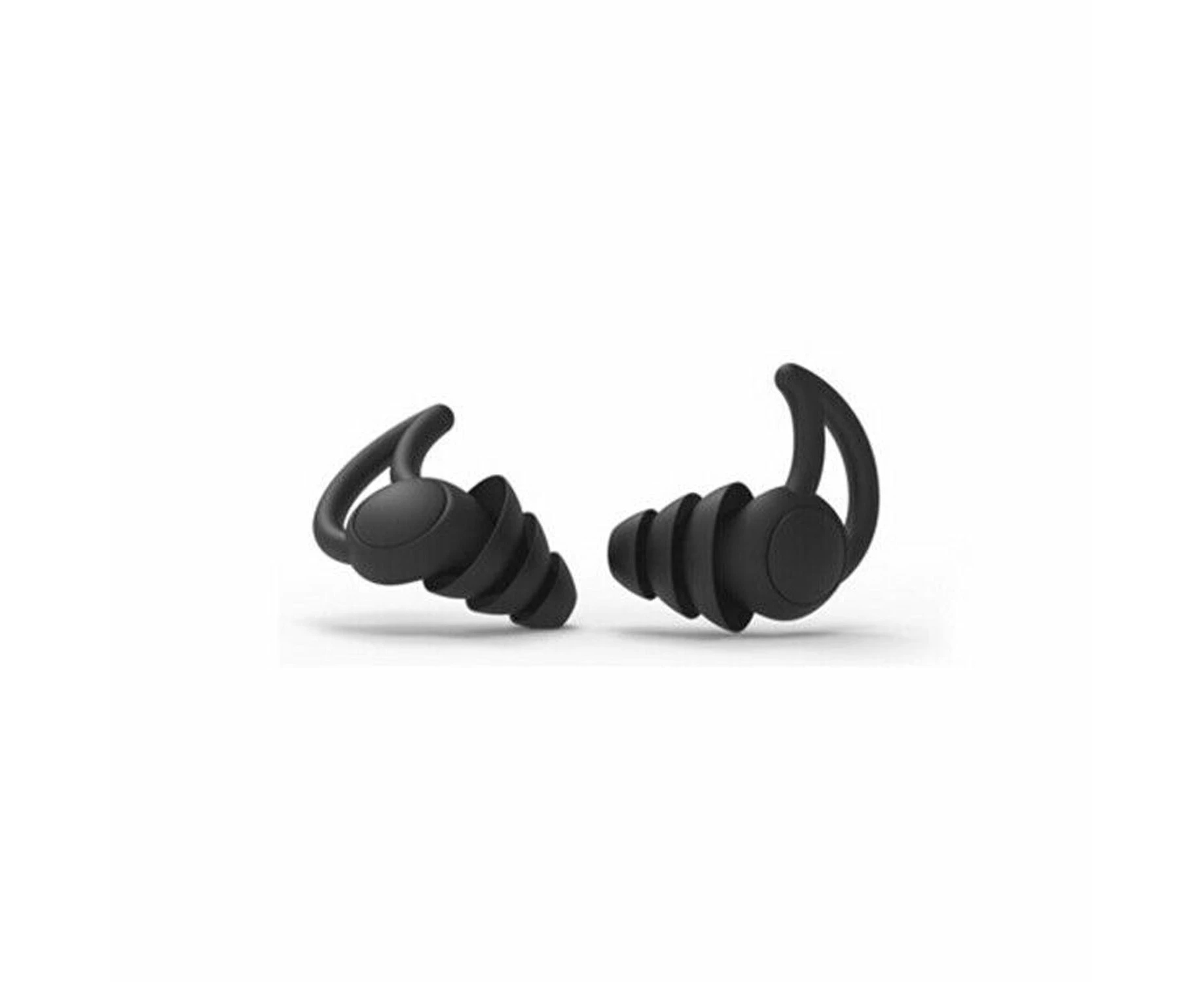 Ear Plugs Reusable Soft Silicone Three Layers Design Sleeping Snoring - Black