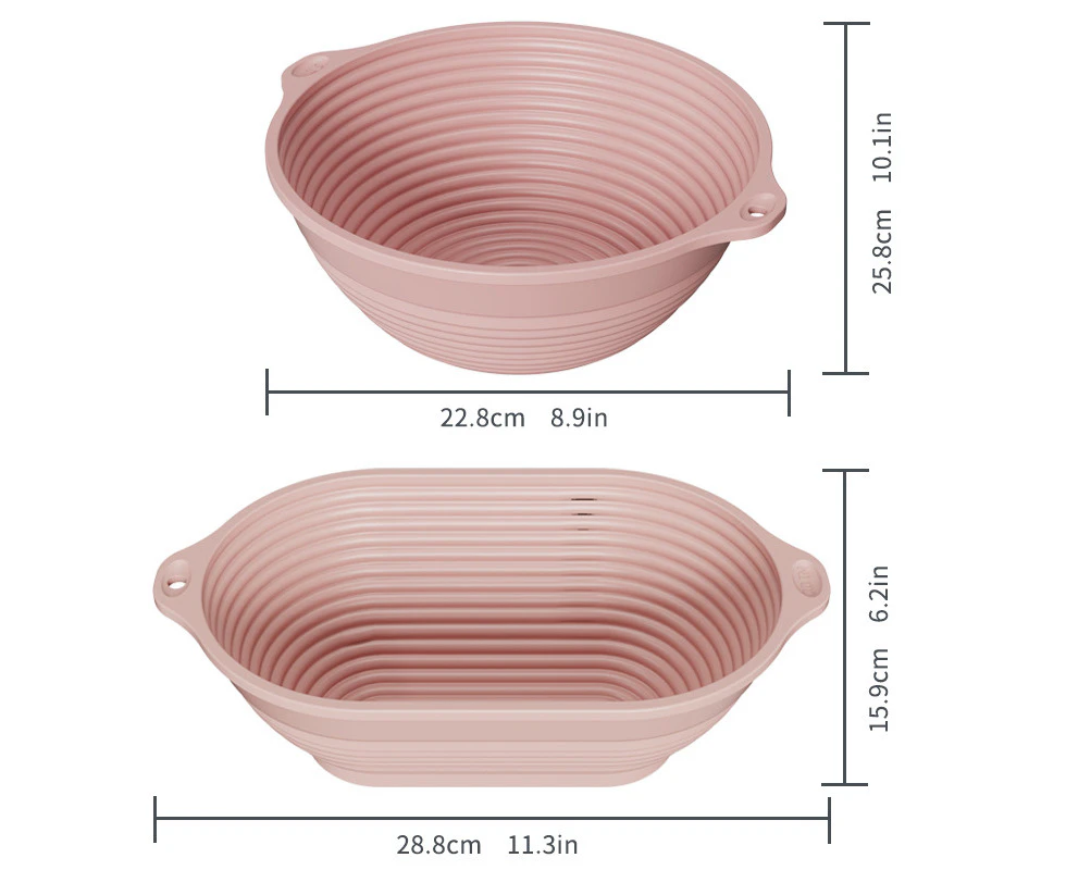 Silicone Bread Proofing Basket Foldable Dough Proofing Bowl Bread Baking Supplies-pink