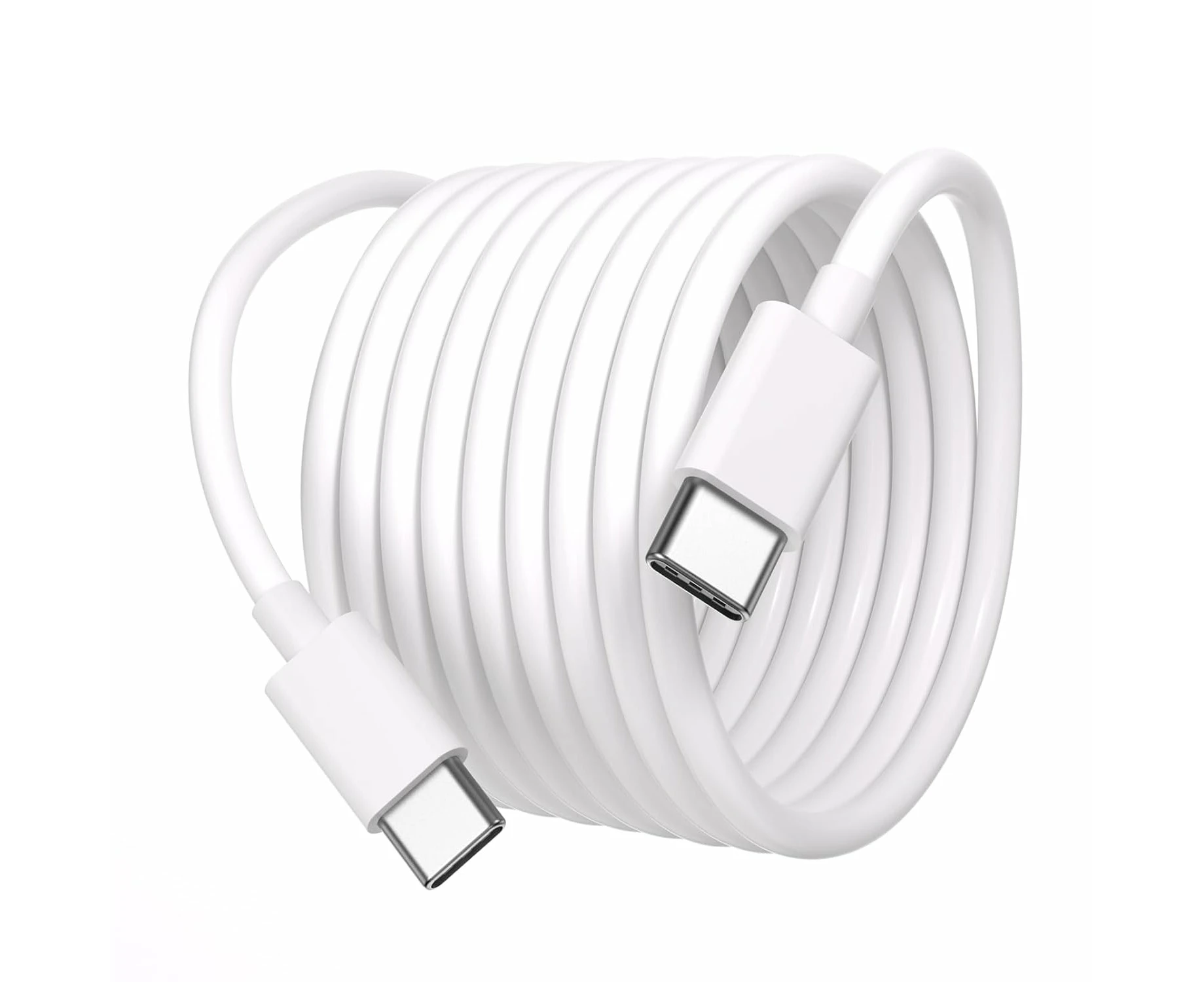 USB C to USB C 100W [2m] Type C Charging Cable for iPhone 15, iPad Mini 6/Pro 2021/Air 4, MacBook Pro 2020, Samsung, Huawei (White)