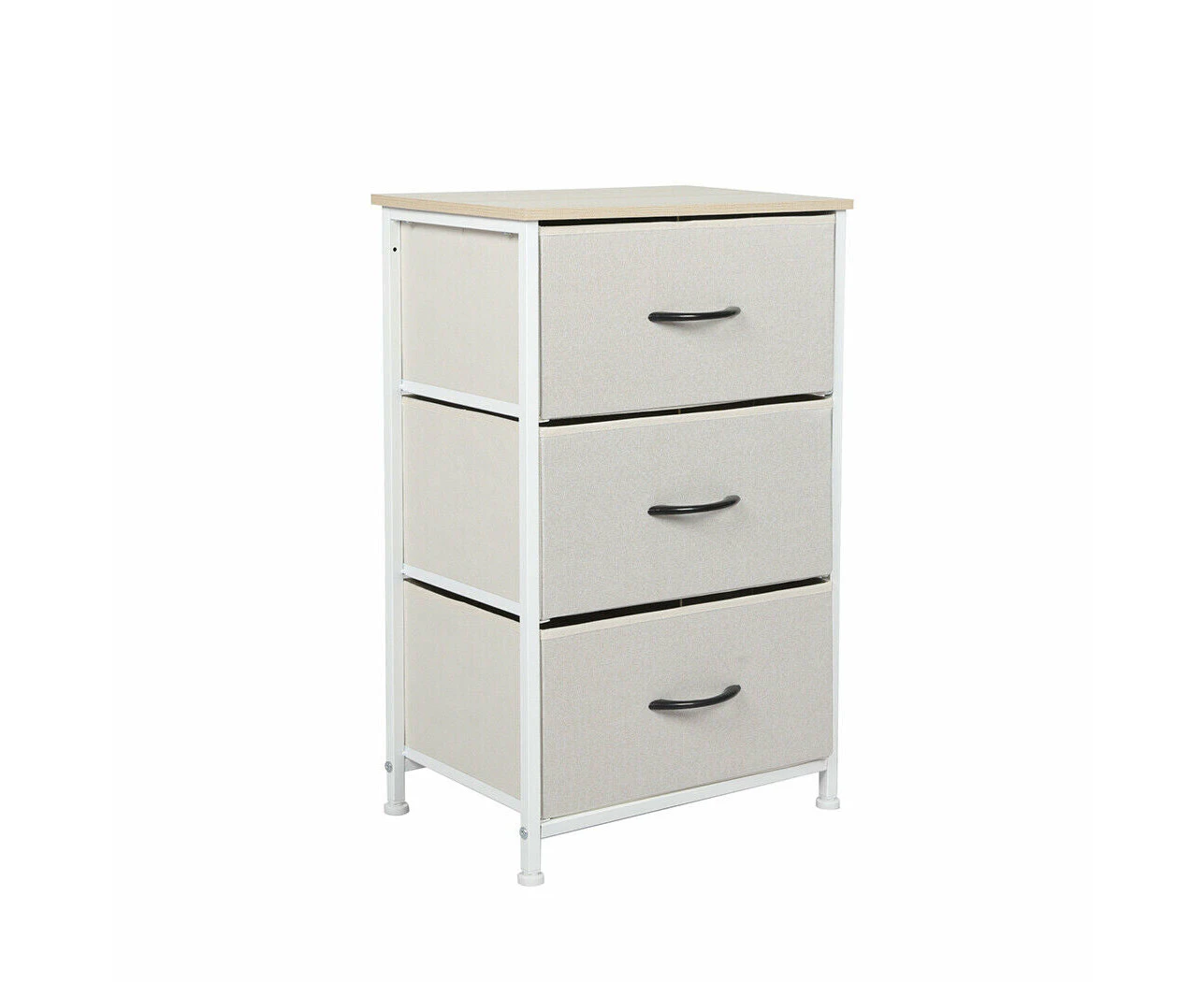 Levede Chest of 3 Drawers Bedside Table Storage Cabinet Tower Dresser Beige