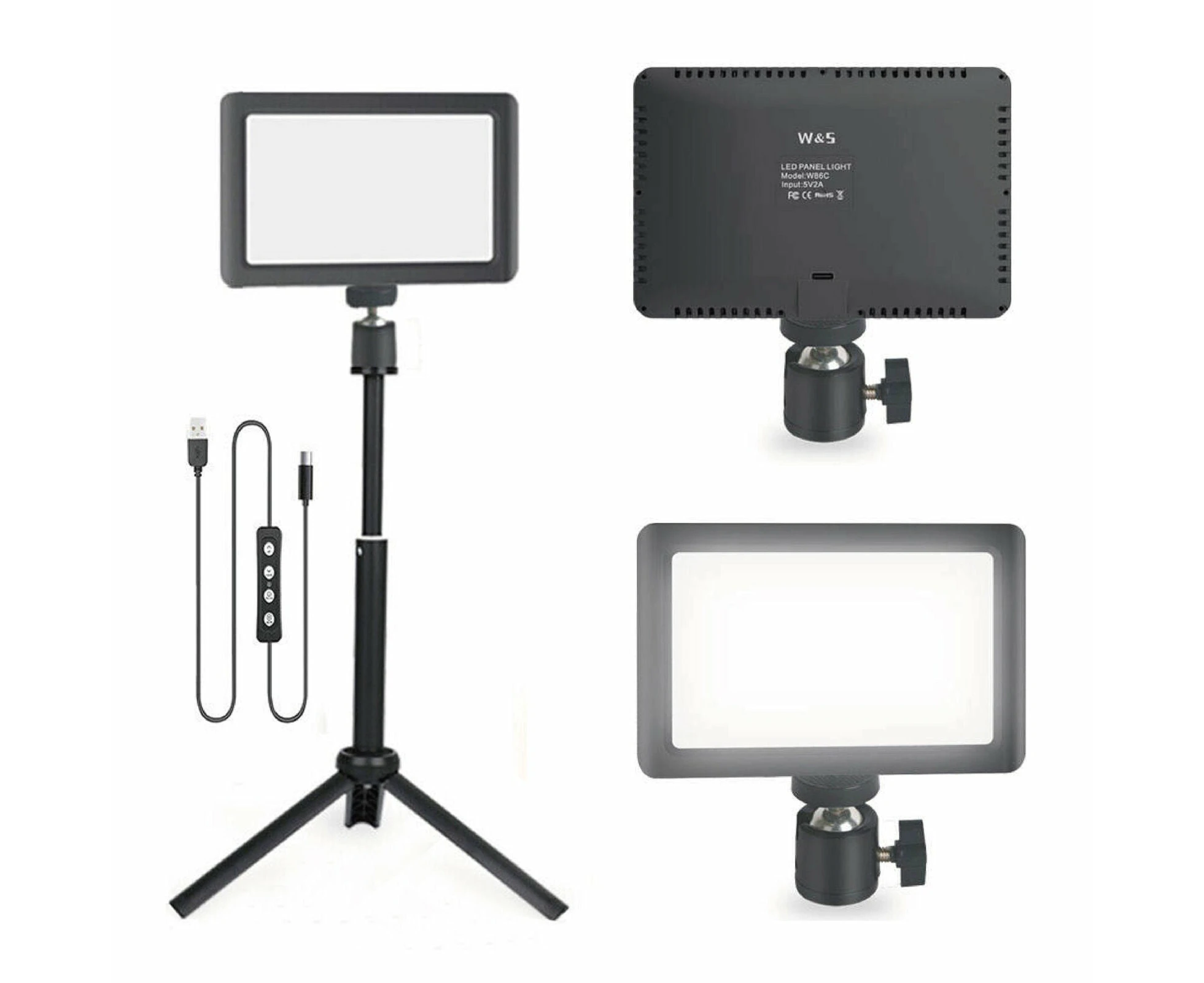 Dimmable Camera LED Video Light Panel Lamp + Bracket Tripod for Photo Lighting