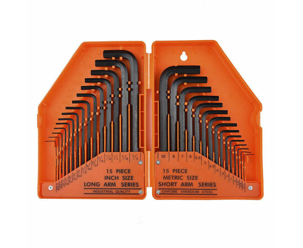 31Pc Allen Key Set Metric & Imperial Combination Hex Wrench Keys with T-Handle