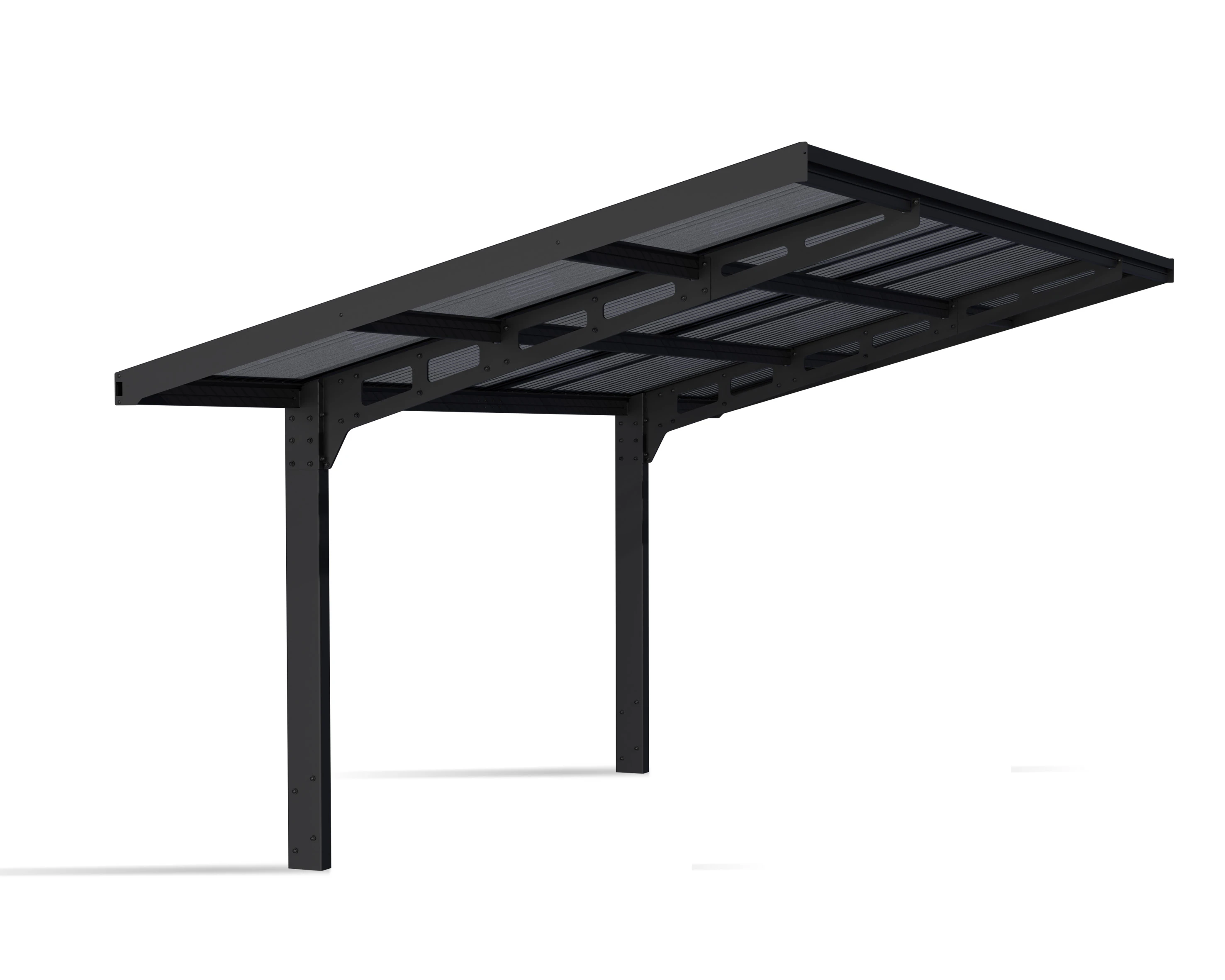 CANOPIA | Sydney 2.8m x 5.8m Wave Cantilever Carport - Black Aluminum With Corrugated Solar Grey Polycarbonate Roof Panels