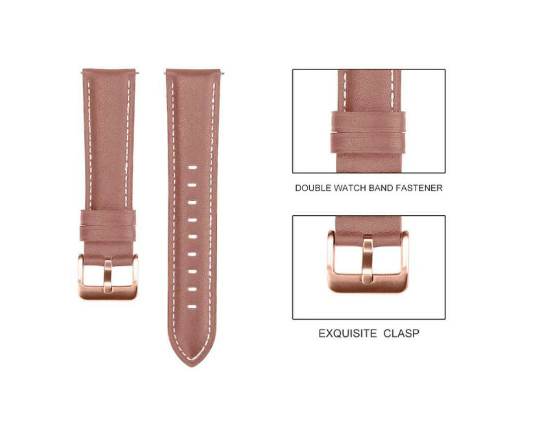 20mm Pink Soft Leather Watch Band Replacement Strap for Samsung Galaxy Watch 3 41 Active 1 2 40 42 mm