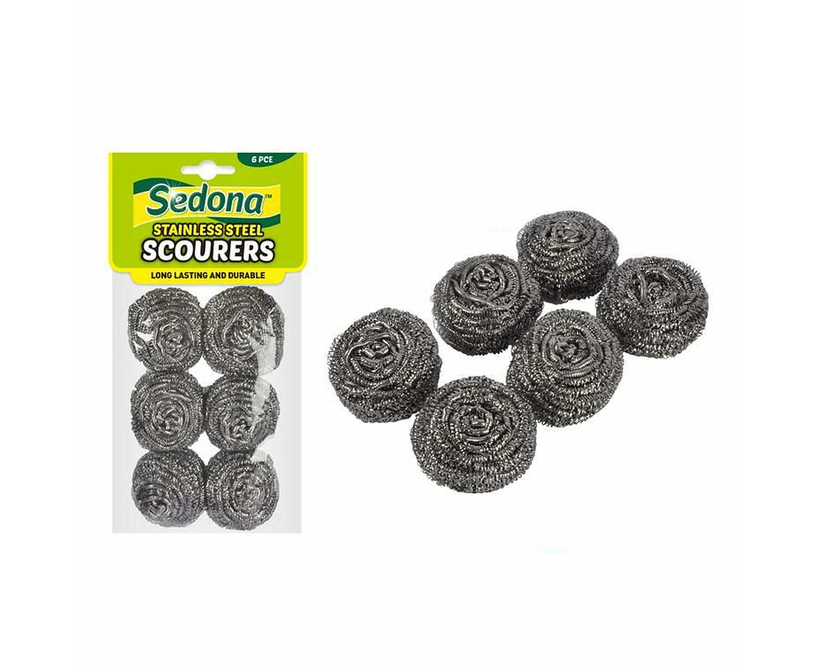 6x Stainless Steel Wool Scour Metallic Mesh Pads Multi Pack Sponge Value Bulk - 6x (6pcs) Stainless Steel Scourer