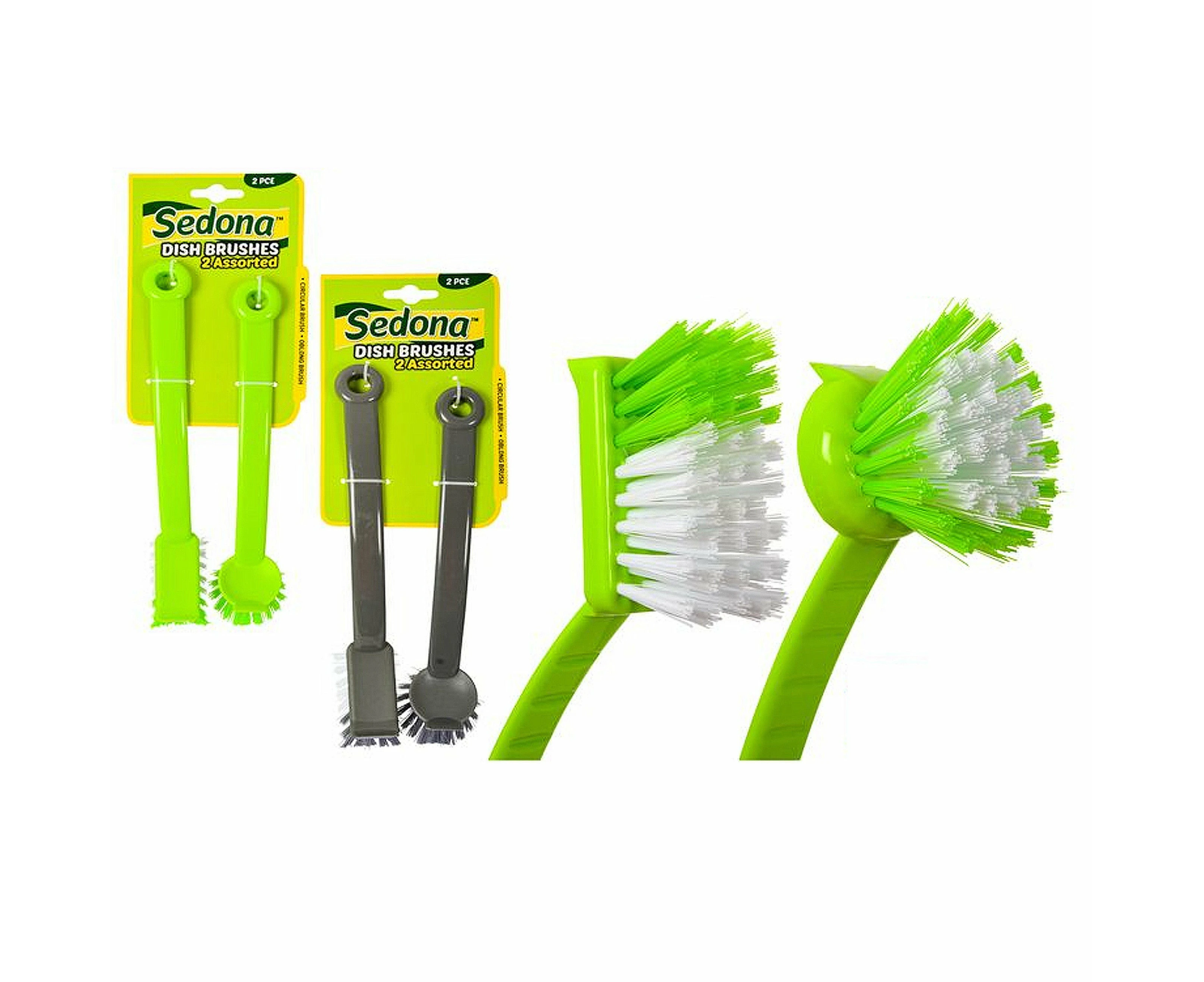 Dish Brush Oblong Circular Small Compact Scraper 2 in 1 Dual Head Assorted 2pcs - 6pk (2pcs) Dish Brush Assorted