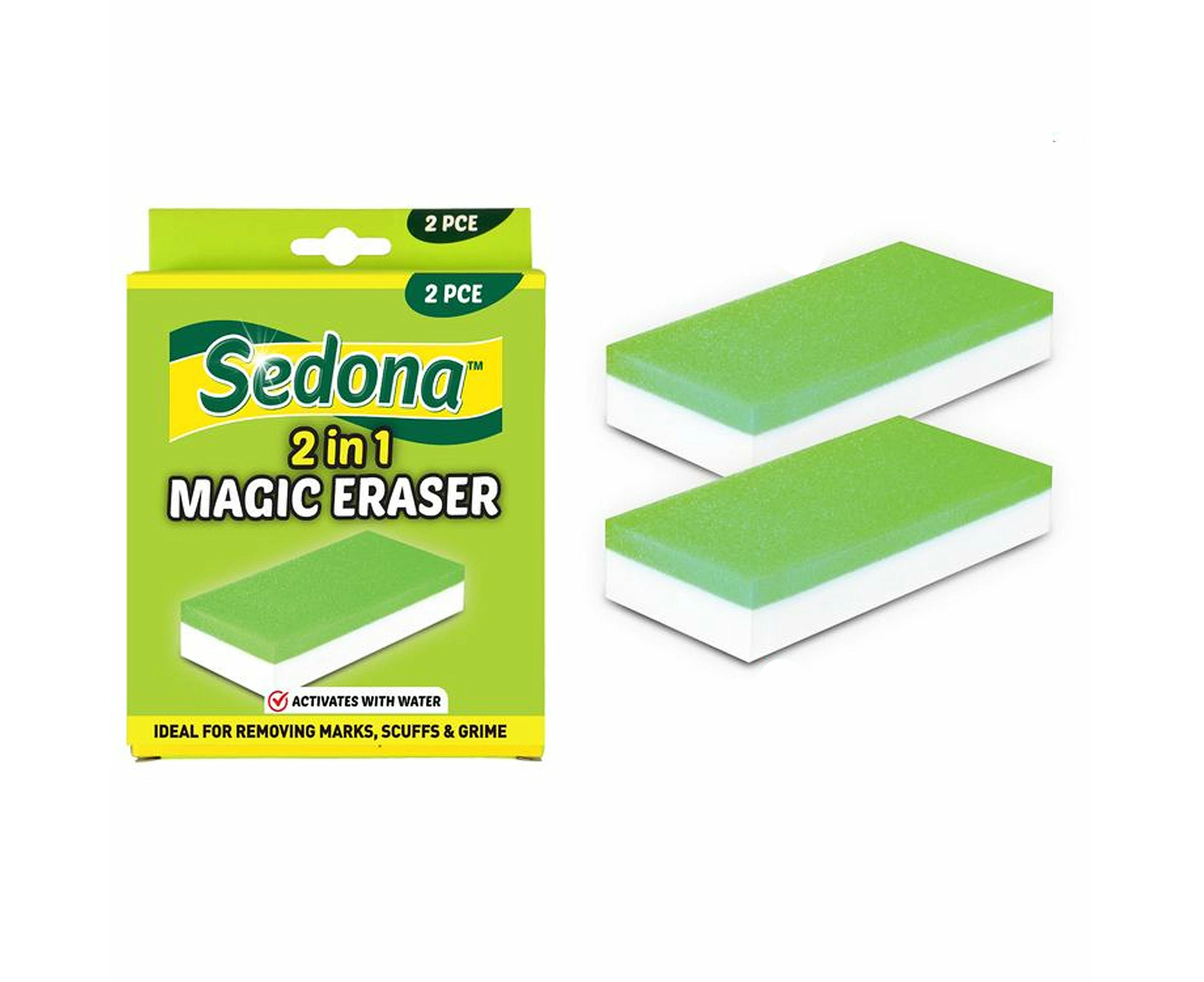 Magic Eraser Kitchen Coffee Tea Stain Remover Sponge White Scourer Brick 2pcs 4p - 6pk (2pcs) 2 in 1 Magic Eraser