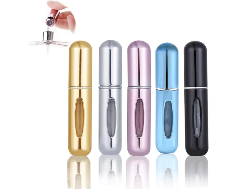 Pack of 5 5ml Perfume Atomizers Refillable, Mini Traveling Portable for Men or Women Travel or Night Out - Multi