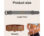 2 Pieces Women'S Stretchy Wide Waist Belt For Dress Women'S Elastic Belt Hook Buckle - Black+Camel