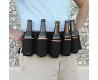 Beer Belt Tough Insulated Holder Adjustable Waist Strap with Buckle Hidden Zipper Pocket Fun Cool Party - Black