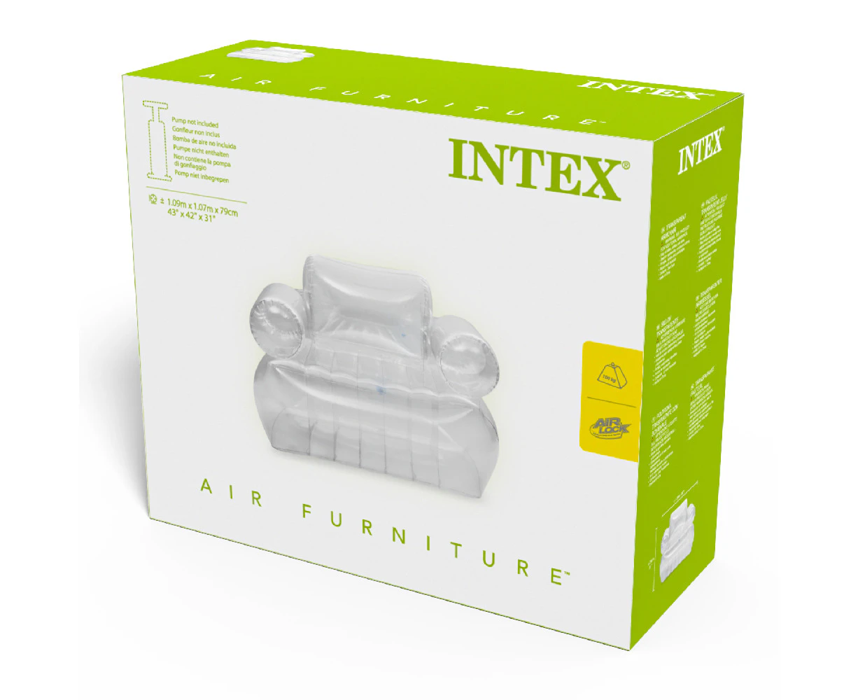 Intex Transparent Armchair Inflatable Lounge Chair Indoor/Outdoor 109cm