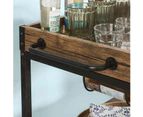 Industrial Vintage Style Wood Metal 3 Tiers Kitchen Serving Trolley With Wine Rack Brown