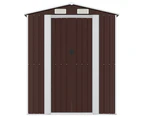 vidaXL Garden Shed Dark Brown Galvanised Steel Outdoor Storage Multi Sizes