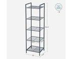 SONGMICS Bathroom Shelf 5-Tier Storage Rack with Adjustable Shelf Black BSC35BK