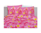 225TC Polyester Cotton Frangipani Jungle Pink Quilt Cover Set King