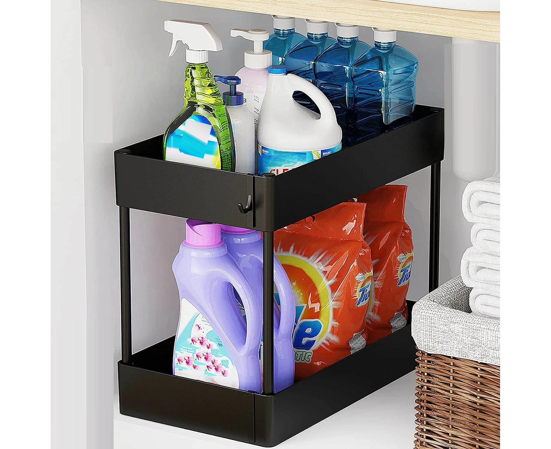 2 Tier Multi-Purpose Under Sink Organizer Shelf Storage Rack for Bathroom and Kitchen