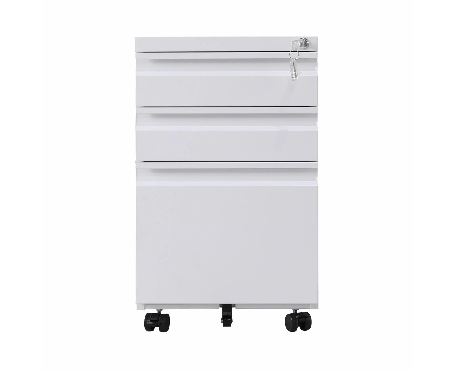 EKKIO 3 Drawer Mobile File Cabinet with Lock (White) EK-FCD-101-XM