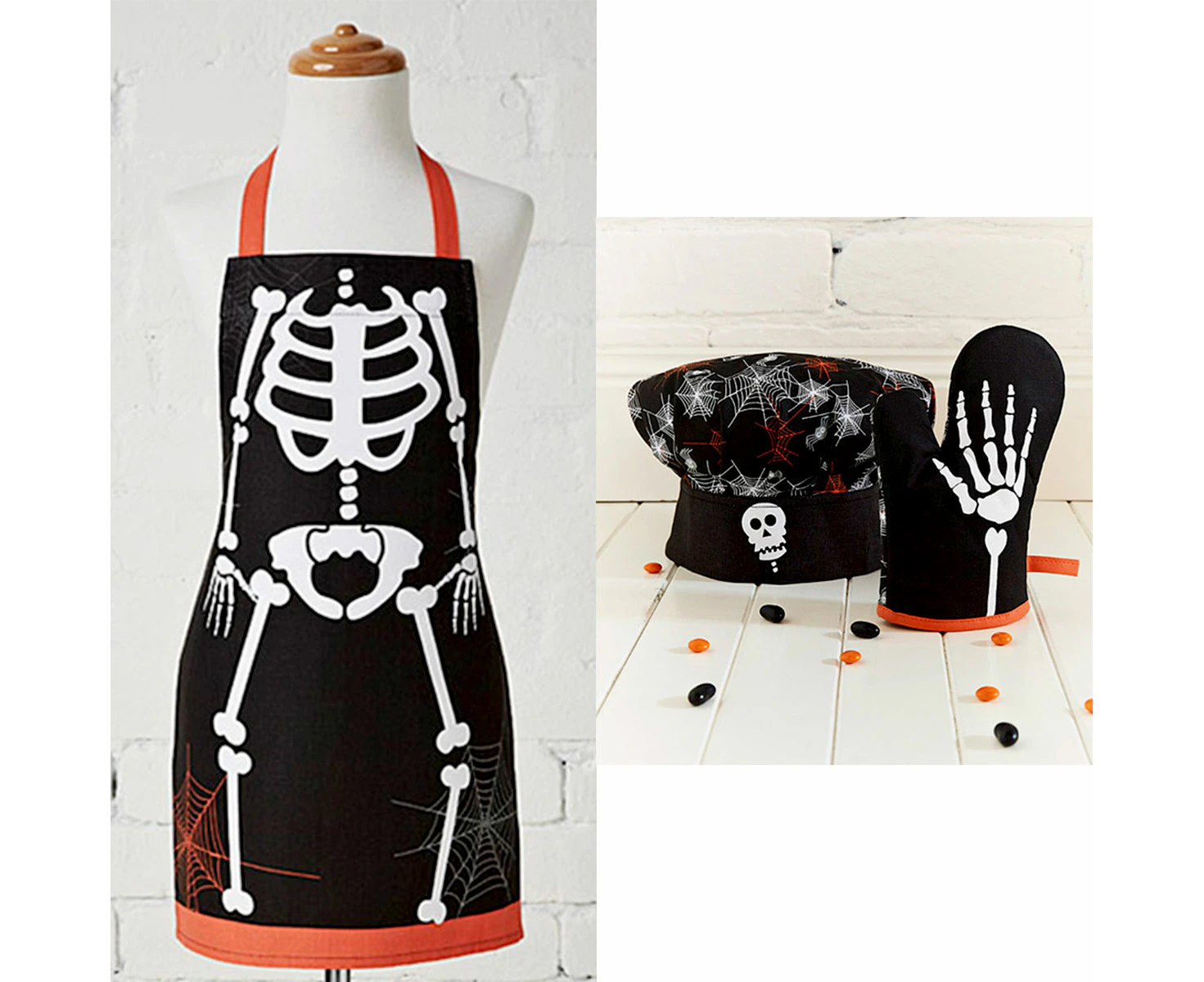 Cubby House Kids Set of 3 Skeleton Halloween Children Kids Kitchen Chef Set